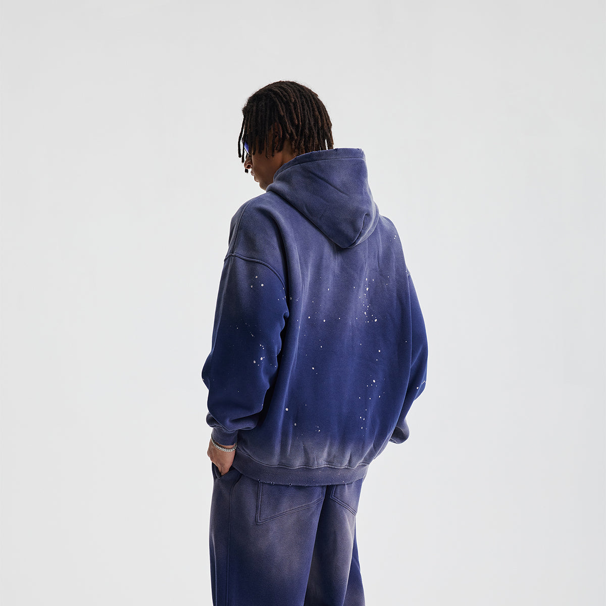 Destroyed Oversized Acid Wash Bleach Splatter Hoodie