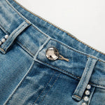 Risen Jeans Rose Embroidered Lace-Cut Jeans with Pearl Beading