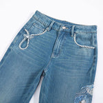 Risen Jeans Phoenix-Embroidered Sequin Tapered Ankle Jeans