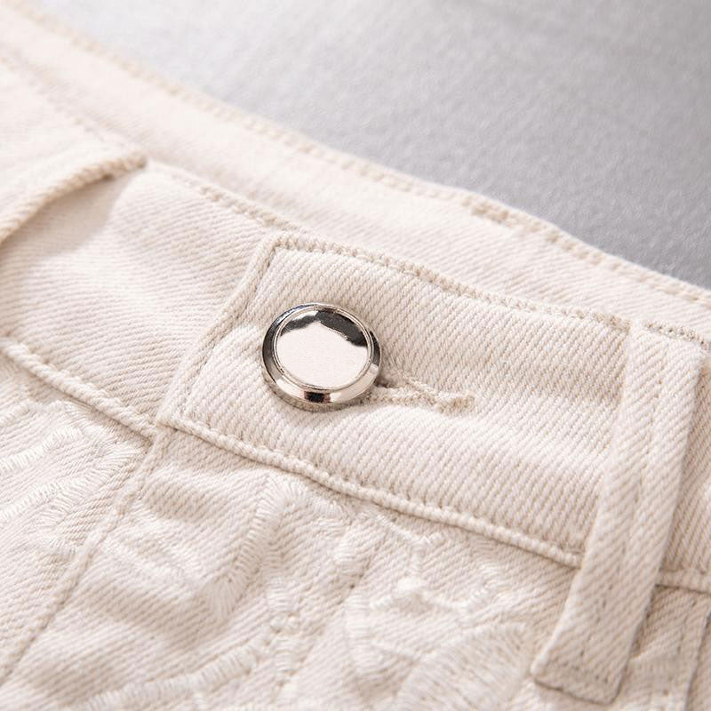 Risen Jeans High-Rise Embroidery Cut-Out Wide-Leg Jeans