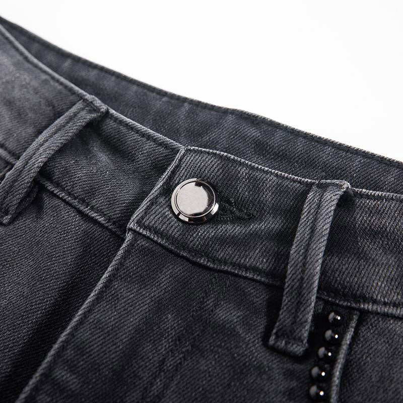 Risen Jeans Pearl-Embellished Floral-Embroidered Whisker Jeans