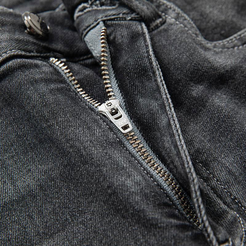 Asymmetric Heavy Embroidered Denim Shorts