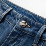 Risen Jeans Rhinestone-Transferred & Embroidered Cut-Out Jeans