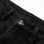 Risen Jeans Rose Embroidered Lace-Cut Jeans with Pearl Beading