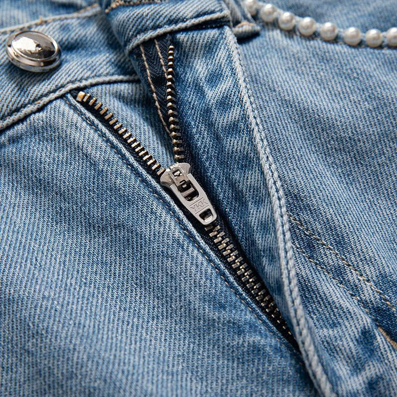 Risen Jeans Floral Embroidered Pearl-Beaded Cut-Out Jeans