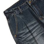 Washed Whiskers Barrel-Leg Denim Pants