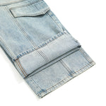 Wide-Leg Denim Cargo Trousers