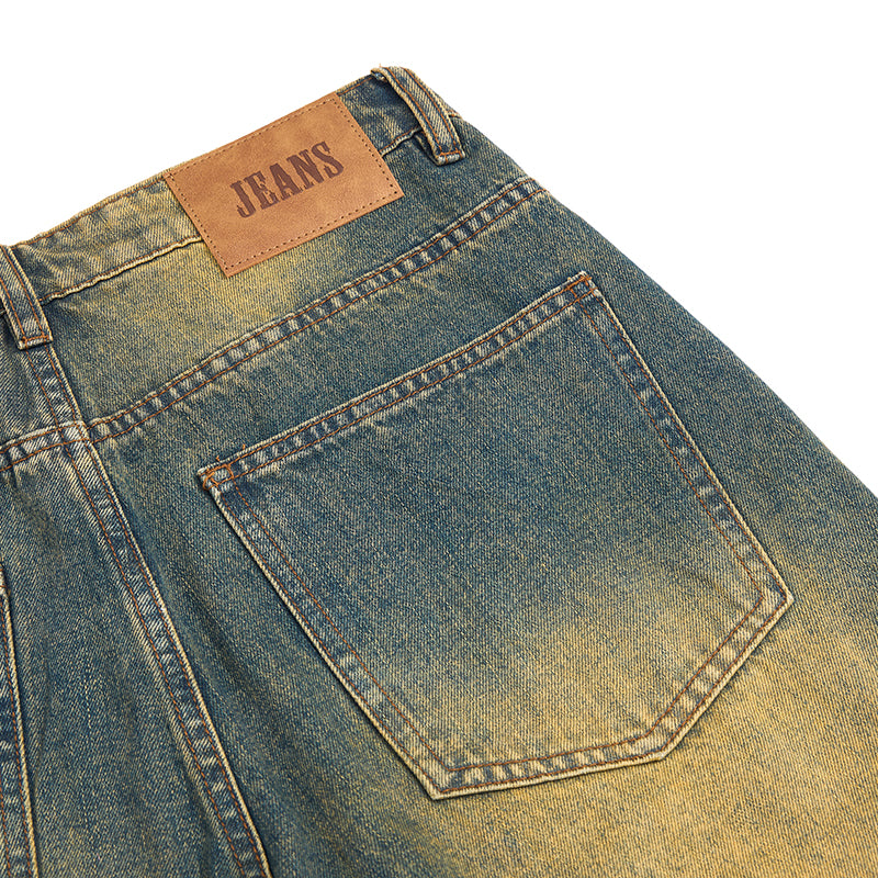 Muddy WashedVintage Washed Pleated Knee Cargo Jeans