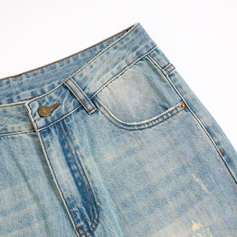 Mud WashedOversized Faded Ripped Jeans