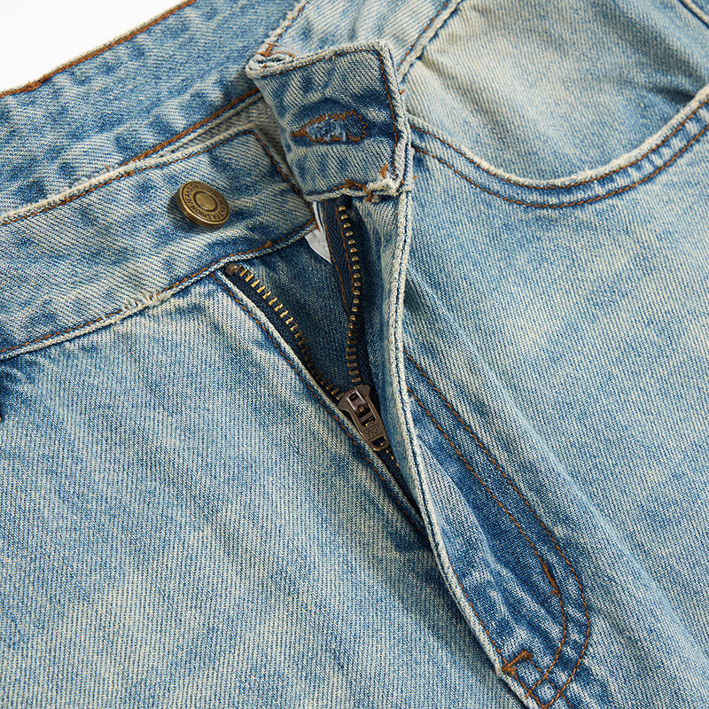 Mud WashedOversized Faded Ripped Jeans