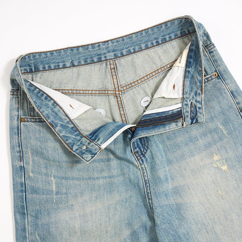 Mud WashedOversized Faded Ripped Jeans