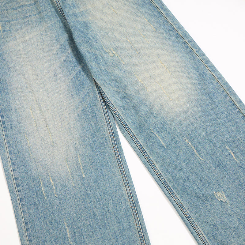 Mud WashedOversized Faded Ripped Jeans