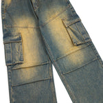 Muddy WashedVintage Washed Pleated Knee Cargo Jeans