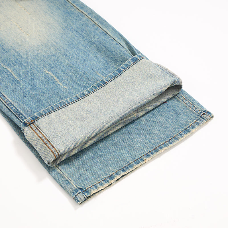 Mud WashedOversized Faded Ripped Jeans