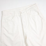 White Cotton Barrel-Leg Trousers