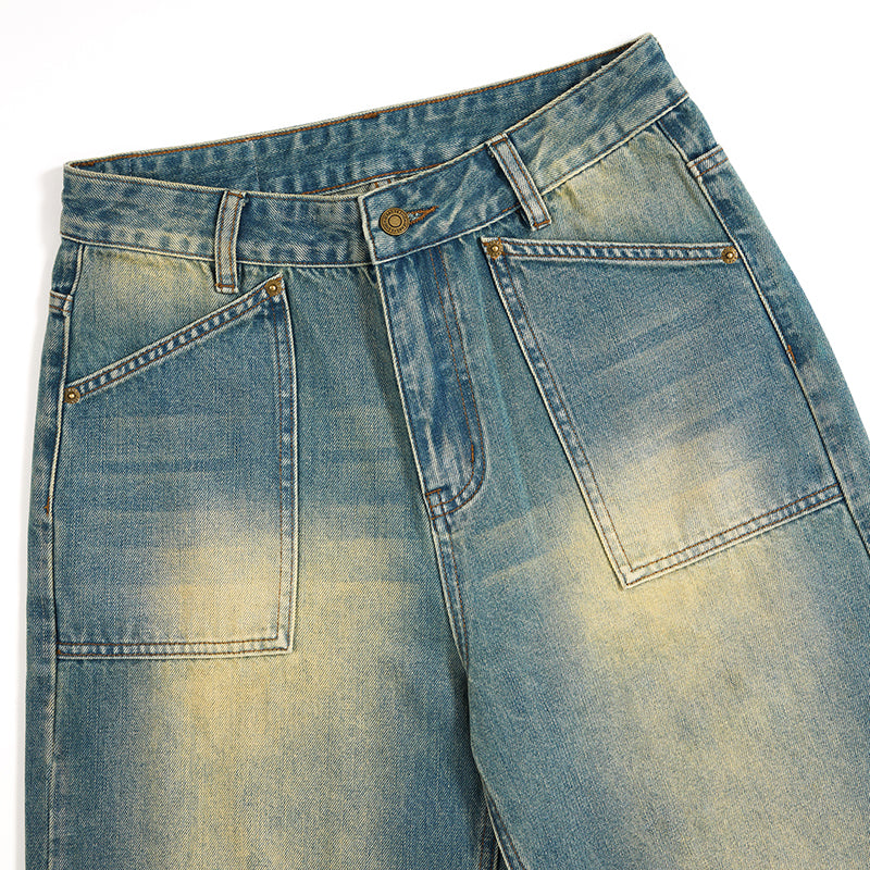Muddy WashedVintage Washed Pleated Knee Jeans