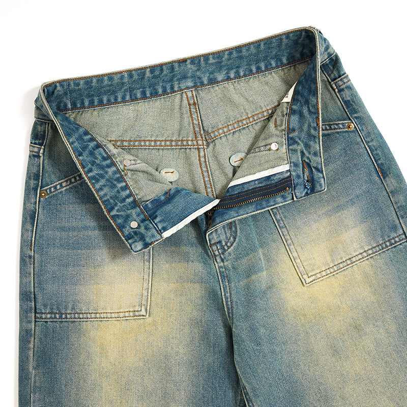 Muddy WashedVintage Washed Pleated Knee Jeans