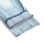 Light Blue Pleated Barrel-Leg Jeans