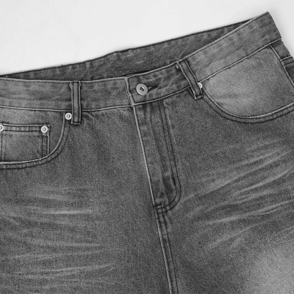 Vintage Wash Ripped Knee Straight-Leg Jeans