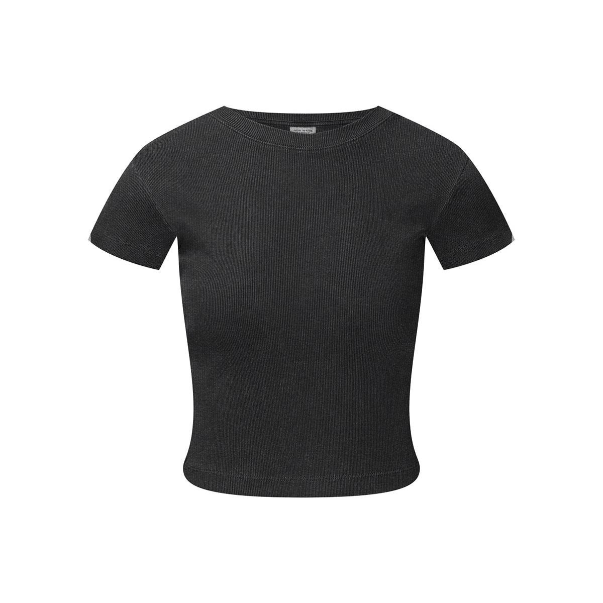 Washed Crew Neck Ribbed Crop Tee 8oz