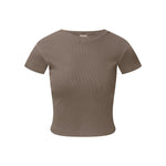 Washed Crew Neck Ribbed Crop Tee 8oz
