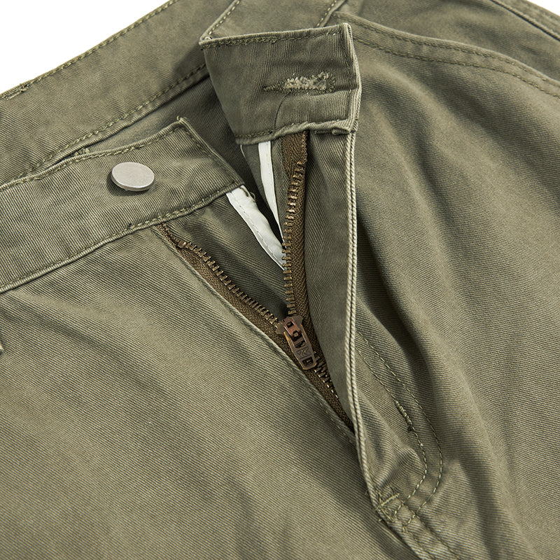 Solid Color Relaxed Fit Cotton Trousers