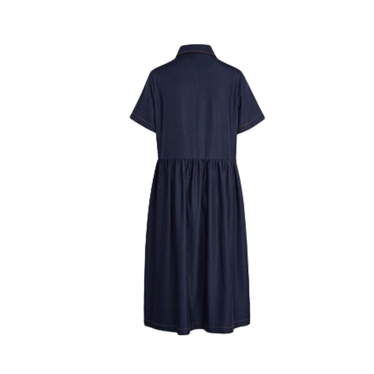 Vestido camisero midi de mezclilla plisado de gran tamaño