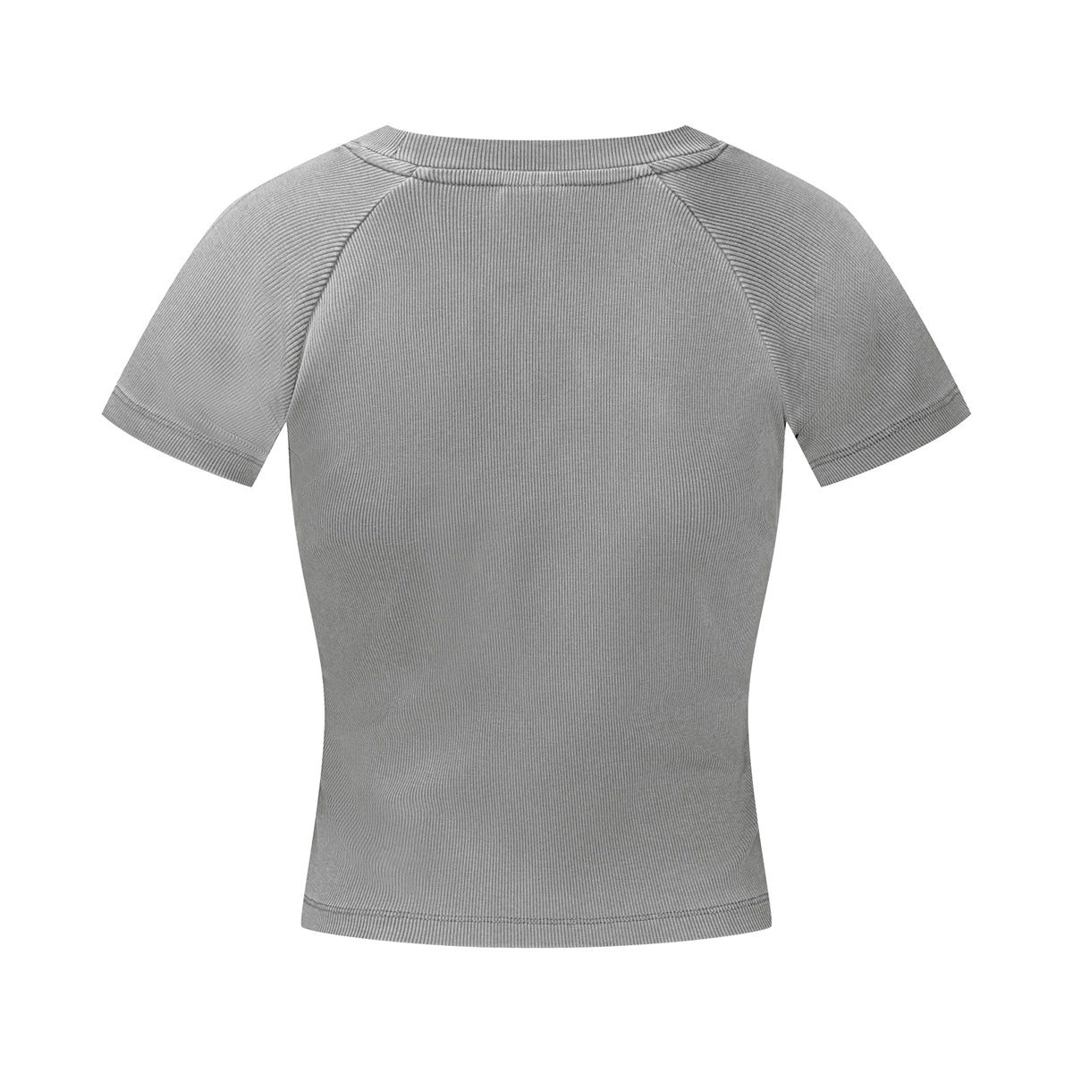 Crew Neck Ribbed Crop T Shirt 8oz