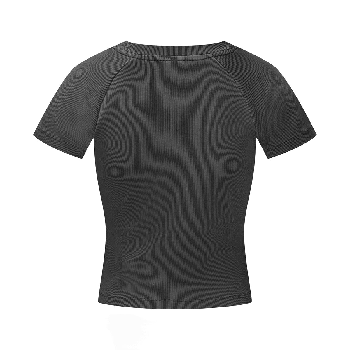 Crew Neck Ribbed Crop T Shirt 8oz