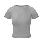 Crew Neck Ribbed Crop T Shirt 8oz