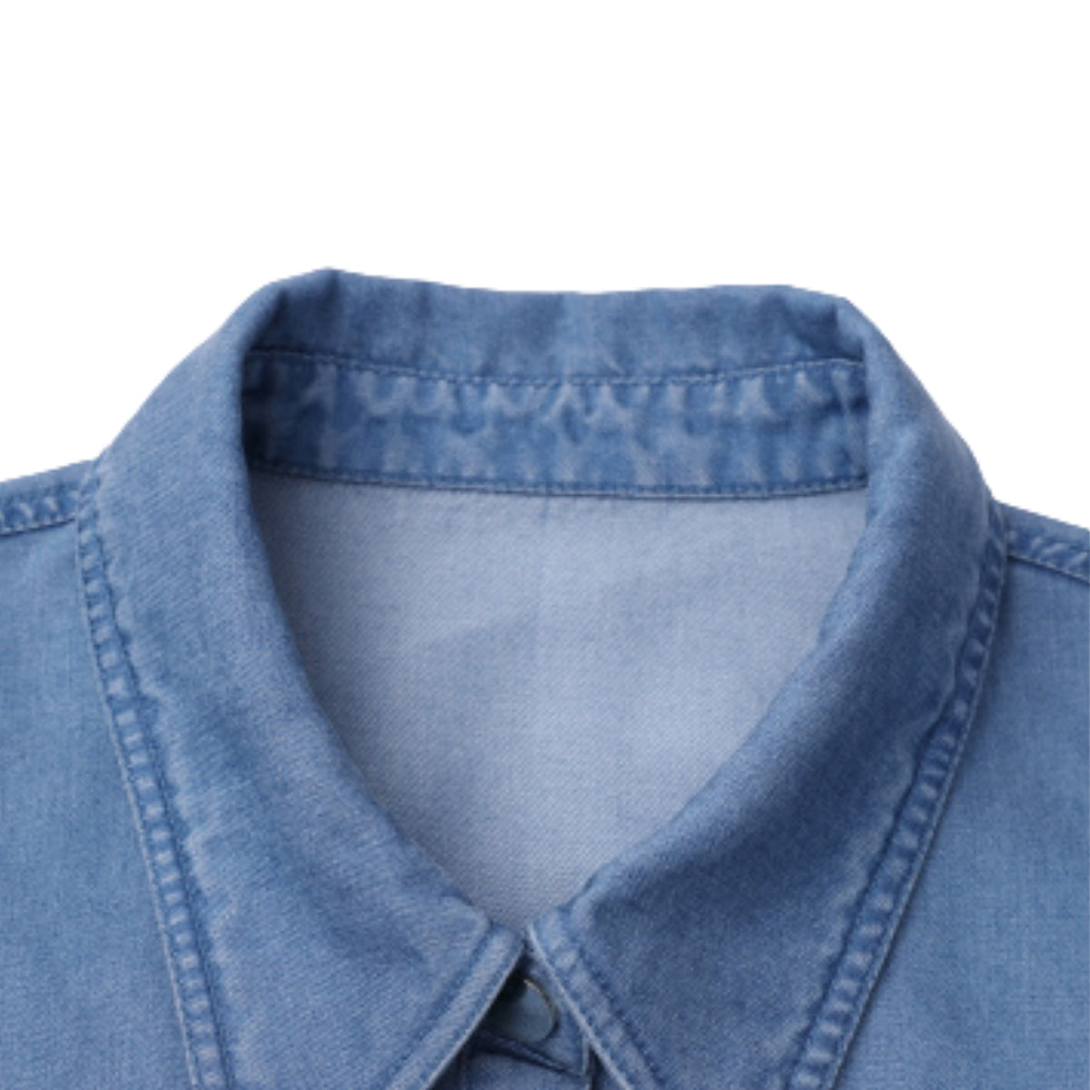 Short-Sleeve Denim Midi Shirtdress