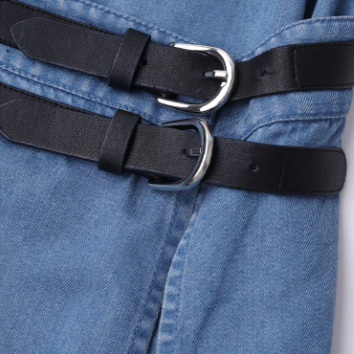 Short-Sleeve Denim Midi Shirtdress