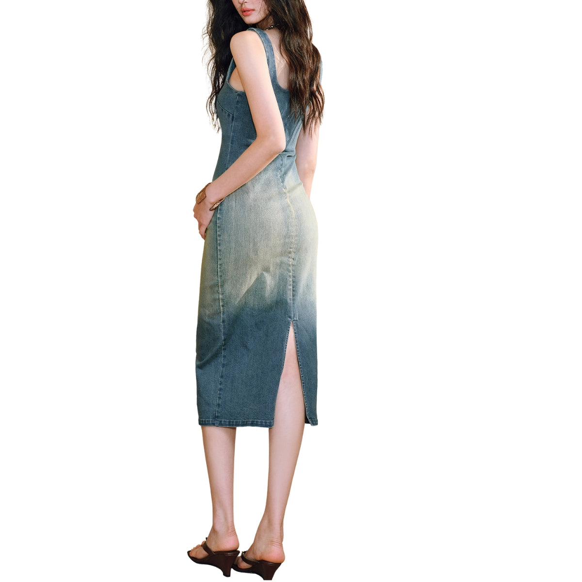 Bodycon Denim Slip Midi Dress