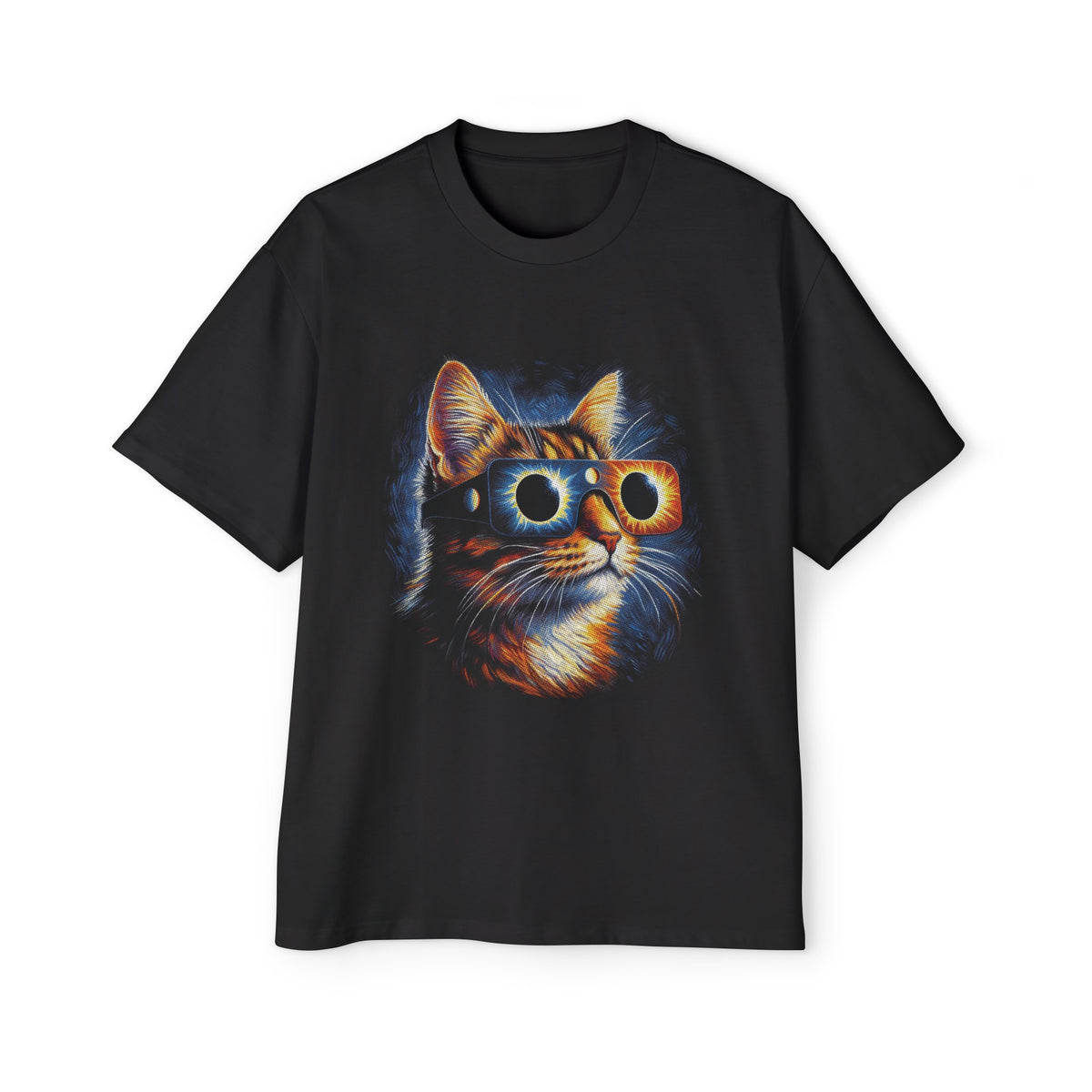 Cat Total Solar Eclipse Glasses Graphic Tee-INNBLAC Fashion Apparel