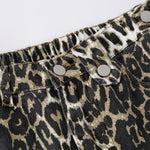 Straight Leg Leopard Bermuda Cotton Shorts