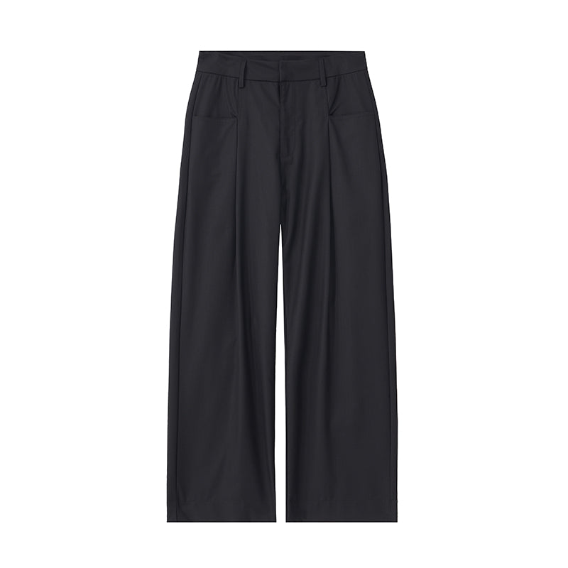 Wide Leg Single Pleat Trousers
