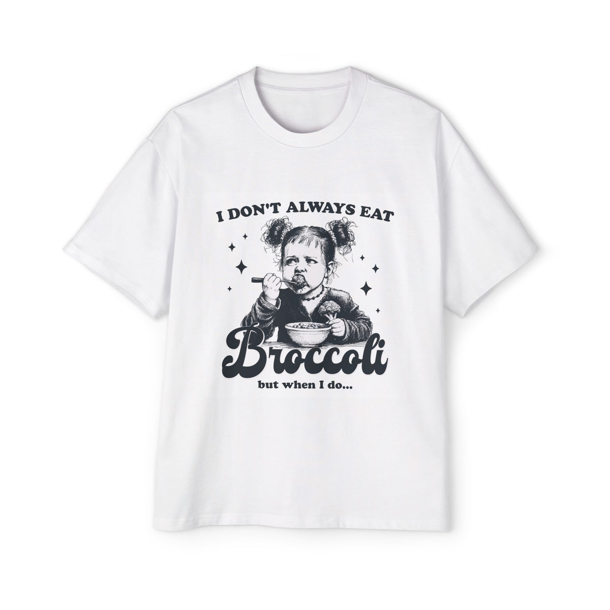 Little Girl Eating Broccoli Graphic Tee-INNBLAC Fashion Apparel