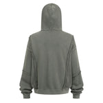 Distressed Vintage Wash Zip Up Hoodie
