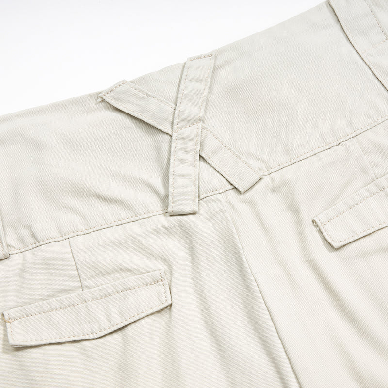 Beige Oversized Cargo Cropped Pants