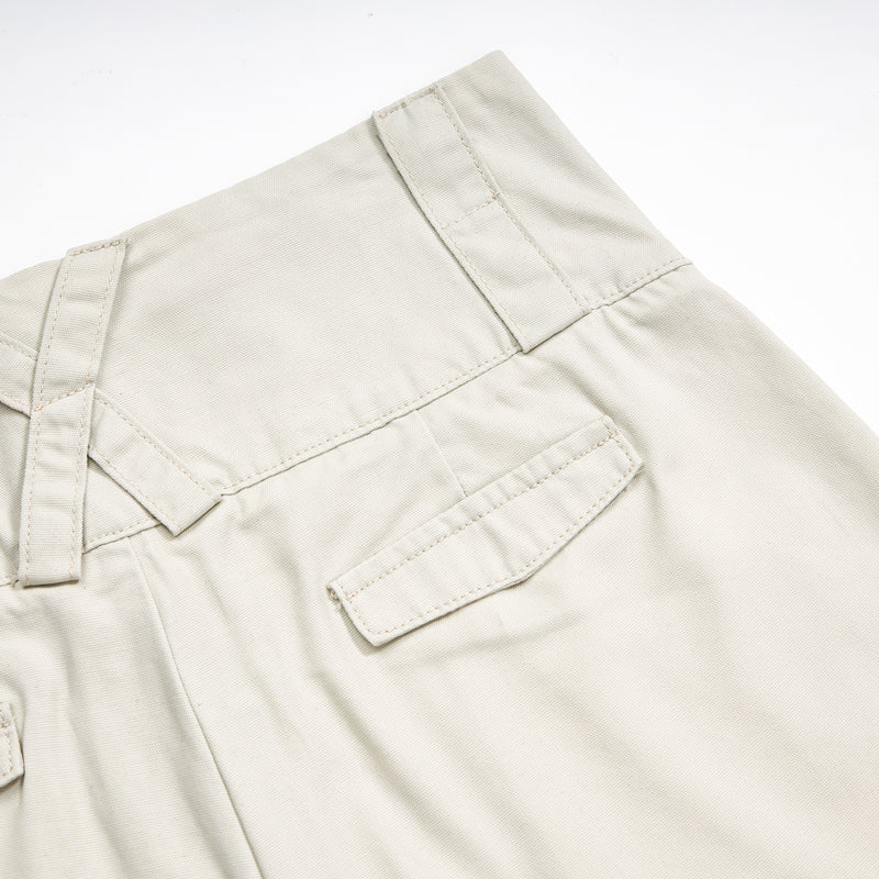 Beige Oversized Cargo Cropped Pants