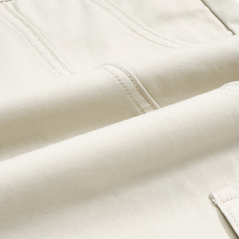 Beige Oversized Cargo Cropped Pants