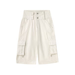 Beige Oversized Cargo Cropped Pants