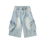 Pantalones cargo holgados de mezclilla recortados