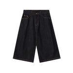 Pantalones cortos de mezclilla con orillo negro