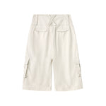 Beige Oversized Cargo Cropped Pants