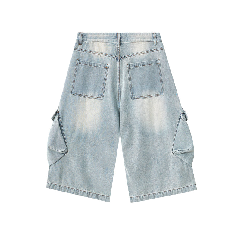 Pantalones cargo holgados de mezclilla recortados