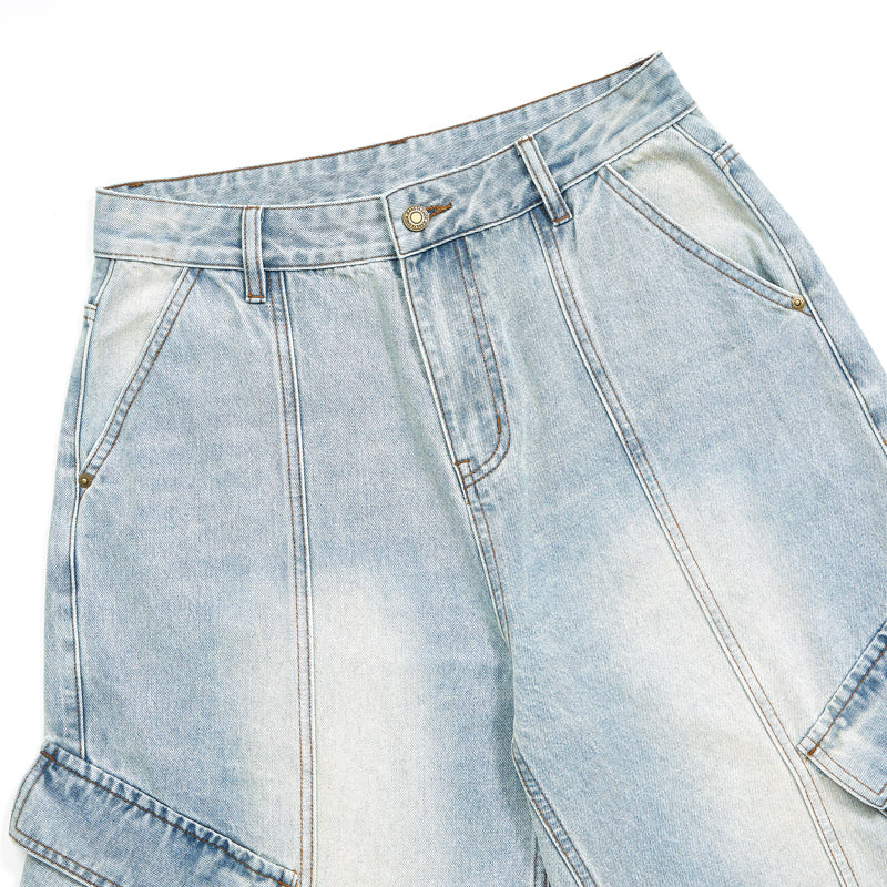 Pantalones cargo holgados de mezclilla recortados