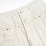 Beige Oversized Cargo Cropped Pants