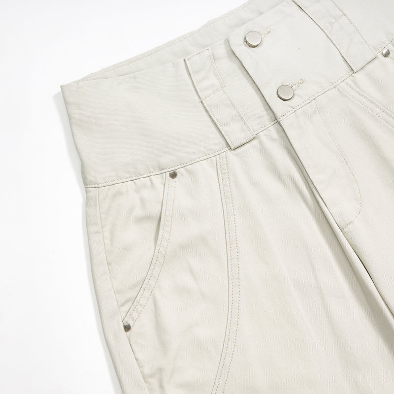 Beige Oversized Cargo Cropped Pants