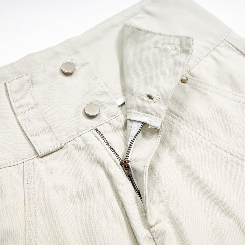 Beige Oversized Cargo Cropped Pants